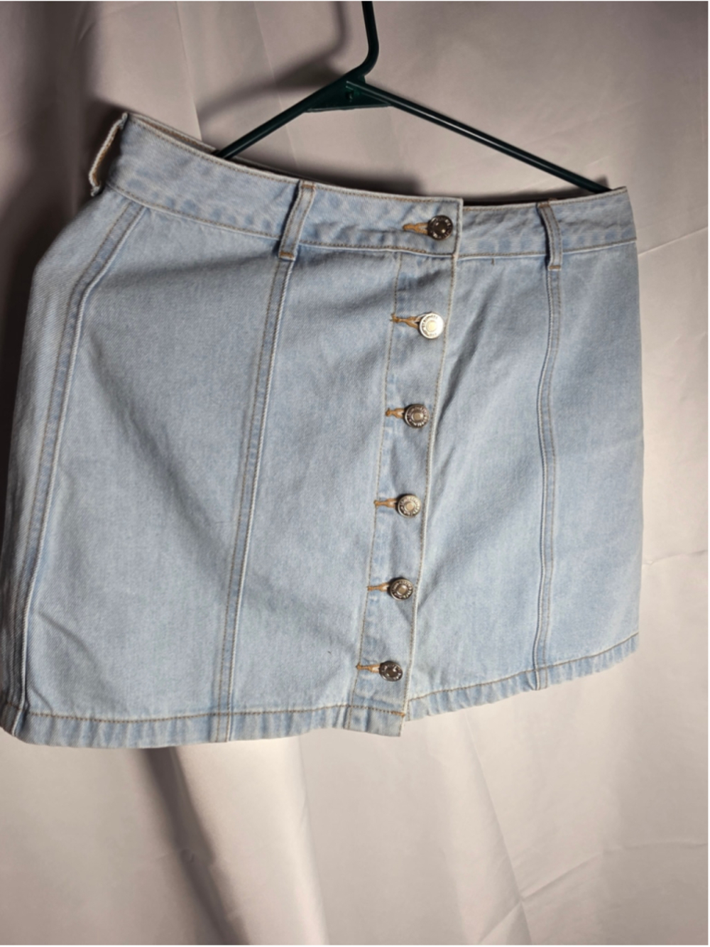 Women's Forever 21 Light Blue Denim jean Mini Skirt Size M trendy Y2K-inspired